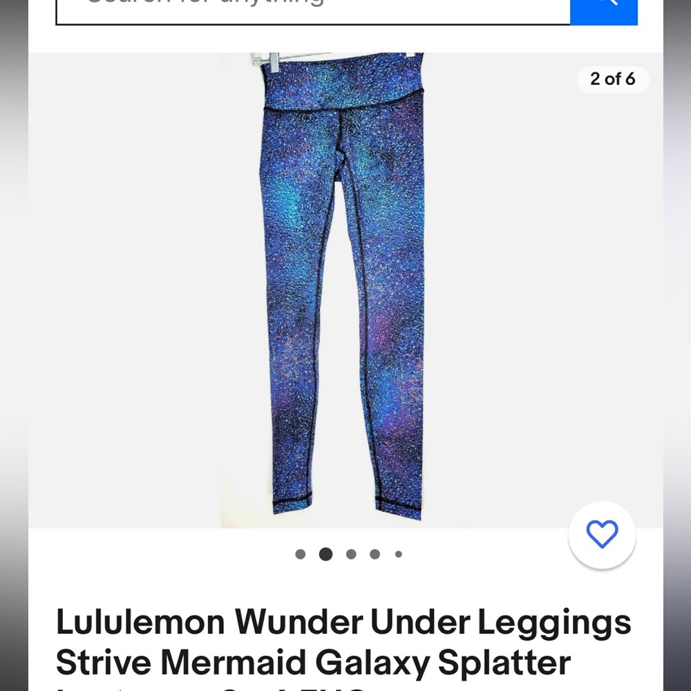 Lululemon wunderunder leggings size 0 galaxy splatter print, gently used